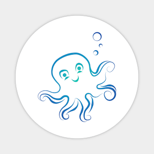 sweet Kraken Doodle in blue Magnet